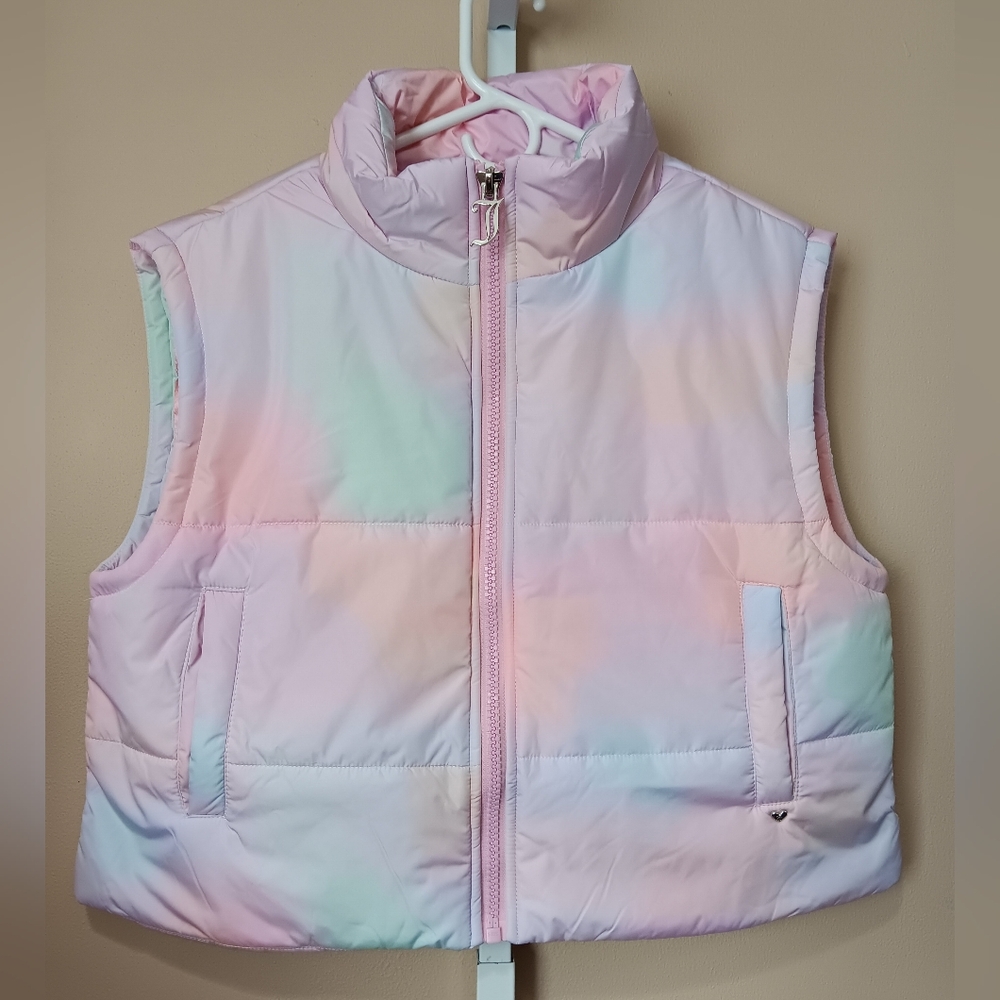 Juicy Couture Women's (Size L) Rainbow Cloud Boxy Padded Mock Neck Vest (NWT)